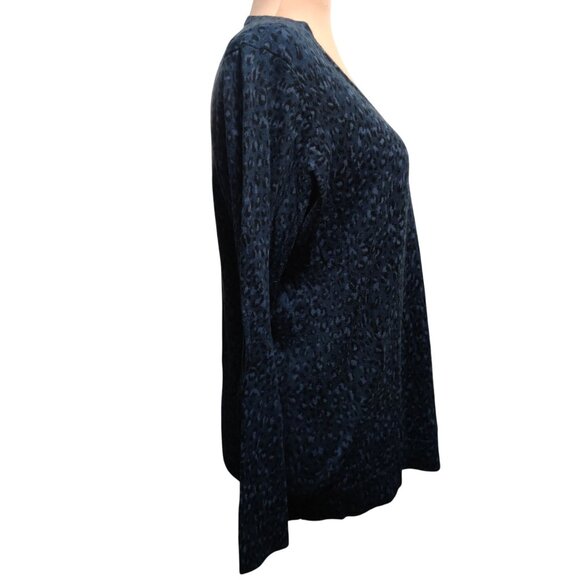 Amazon Essentials XL Navy Blue Leopard Print Sweater V Neck Long Sleeve Pullover - Picture 10 of 12